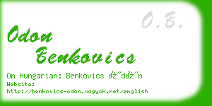 odon benkovics business card